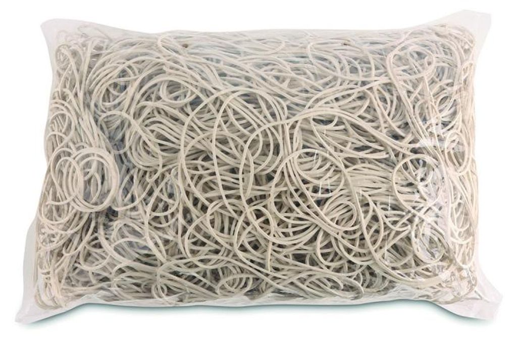 Elastikbänder von OFFICE PRODUCTS, Durchmesser 100 mm, 1000 g, Blisterpackung, weiß