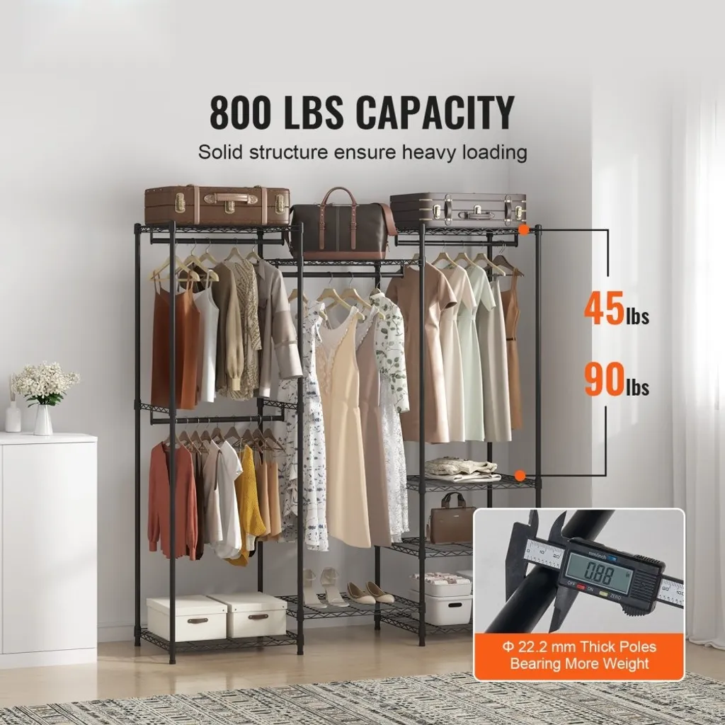 Porte-manteau professionnel robuste capacité 362 kg avec 3 tringles - 2