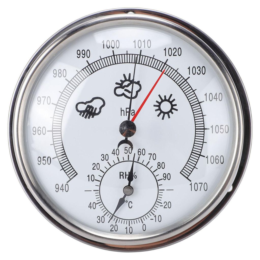 Tragbare 5,2-Zoll-Wetterstation aus Edelstahl mit Hygrometer, Thermometer und Barometer für Garten, Eingang, Garage, Wohnzimmer und Büro