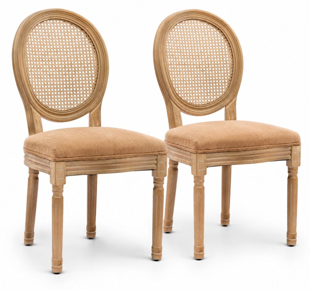 Ensemble de deux chaises de salle à manger en lin, avec Image du produit 