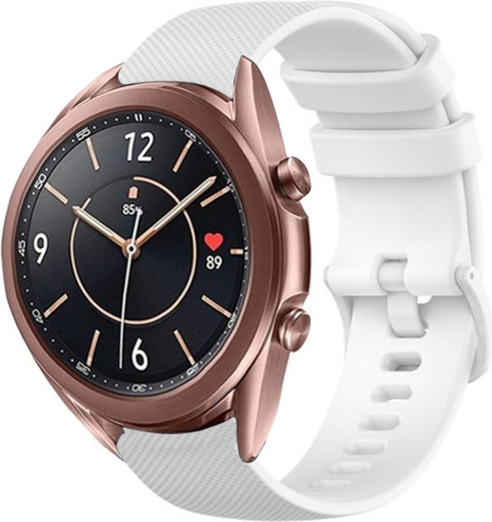 Strap-it Samsung Galaxy Watch 3 41mm Luxus- Silikonarmband (Weiß)