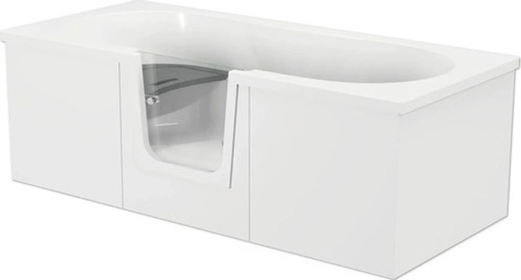 Badewanne mit Tür mittig Anschlag rechts SCHULTE Q2 75 x 170 cm alpinweiß glänzend mit Front- und rechter Seitenschürze D80007M1-3