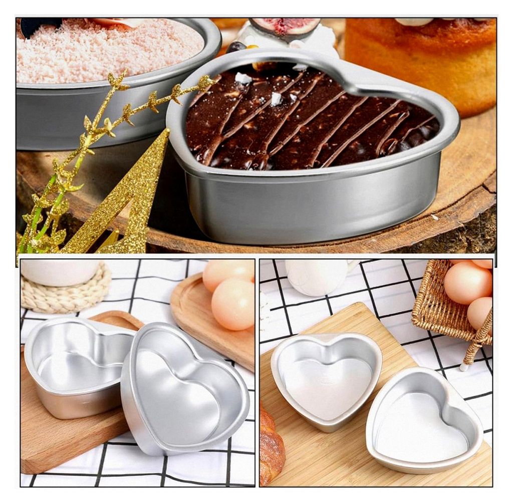 Herzförmige Kuchenformen 2 Stück Metall Backzubehör Abnehmbare Backform für Torten und Kuchen