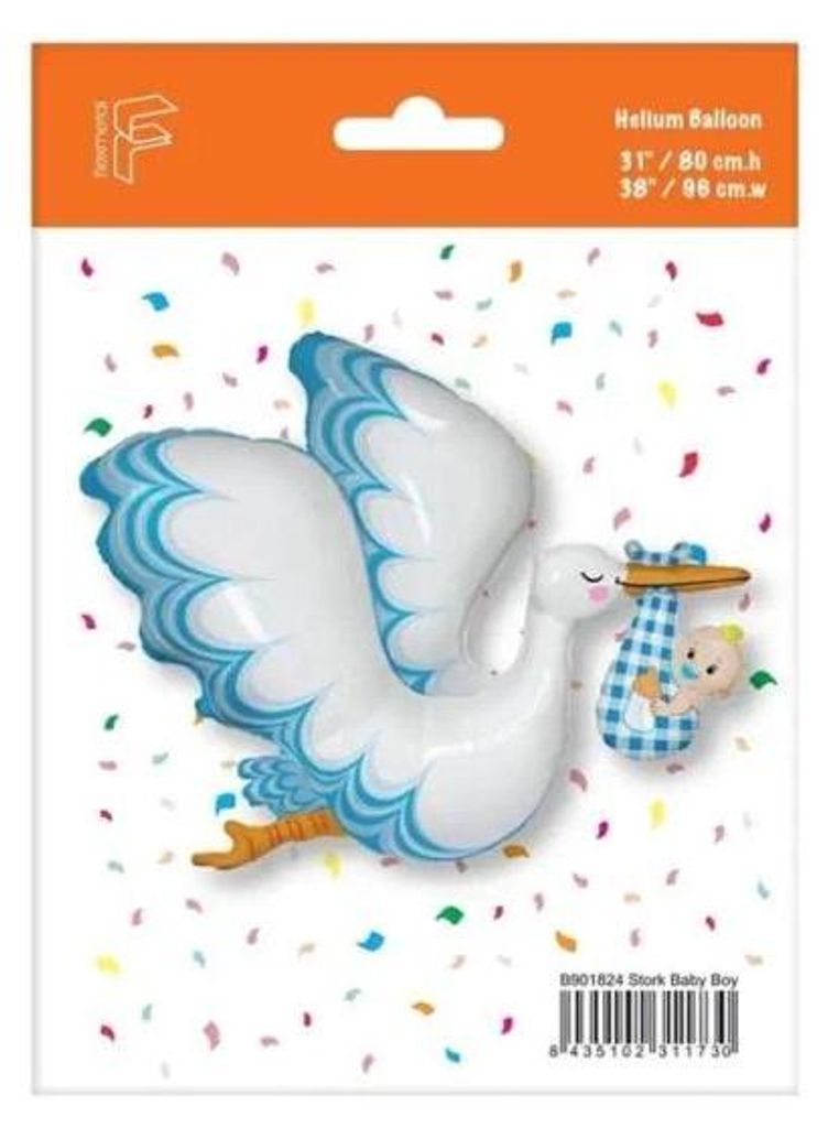 Folienballon „Storch Baby Boy“, FX 61 cm – Godan Produktbild 