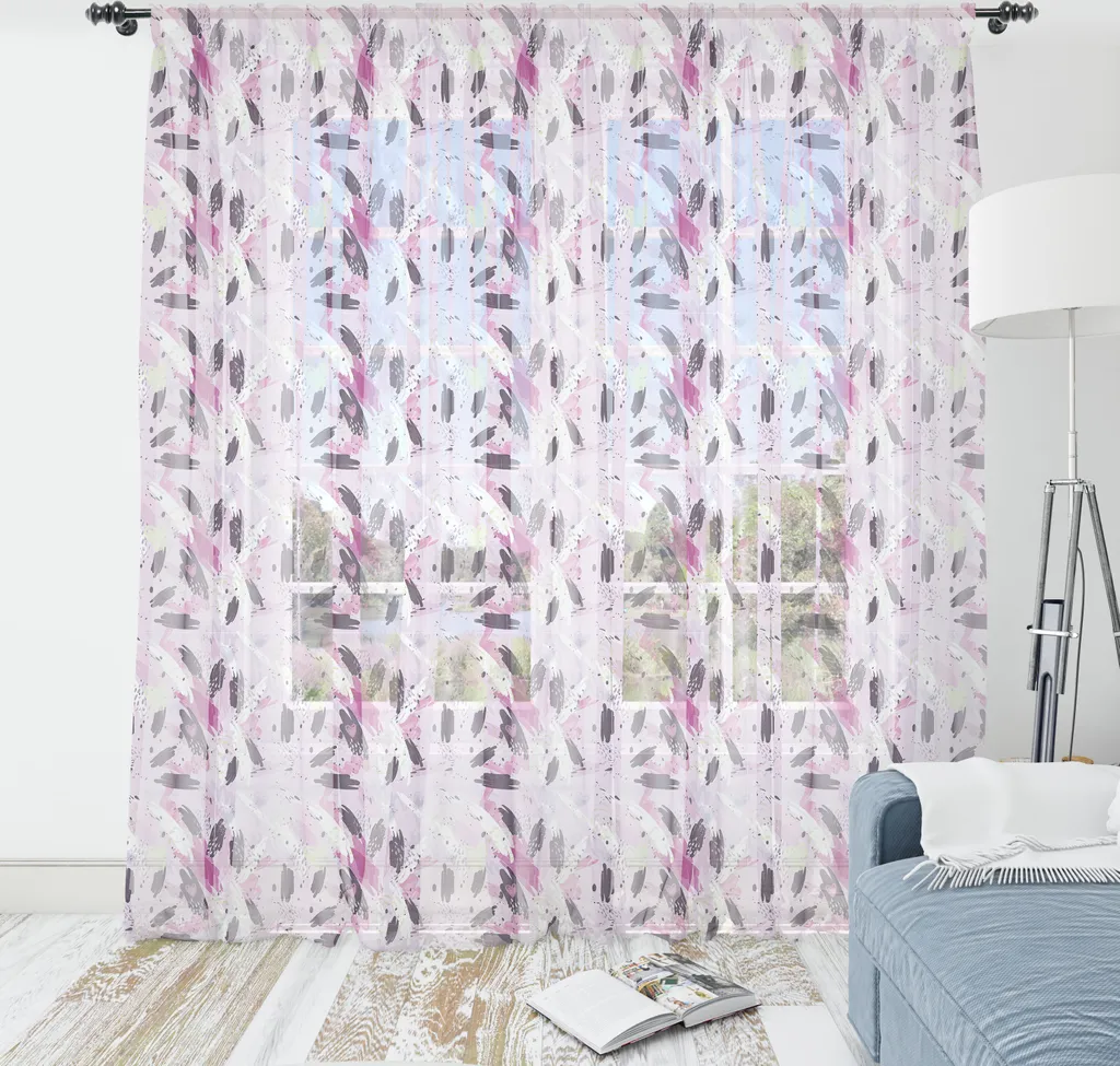 ABAKUHAUS Tappeto da parete colorato, Pennellate artistiche, macchie e punti, Soggiorno Camera da letto Tappeto da parete in raso setoso, 220 cm x 274 cm, Malva chiaro Multicolore