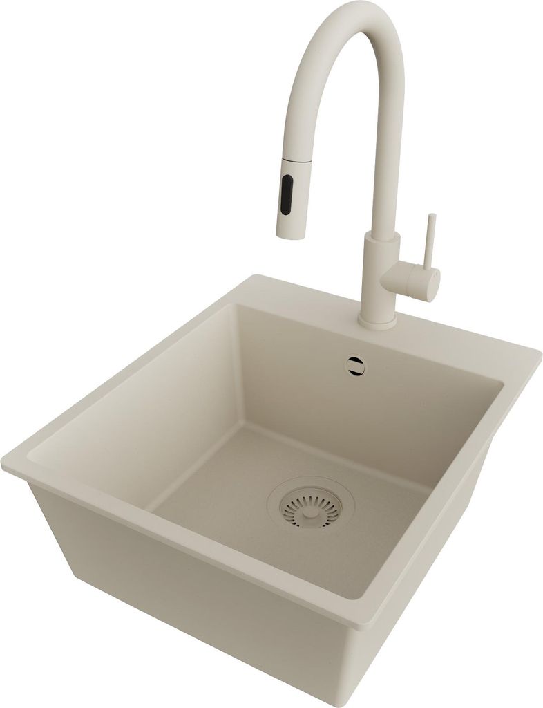 PRIMAGRAN Granitspüle Beige 43x50cm, Spülbecken 1 Becken + Produktbild 