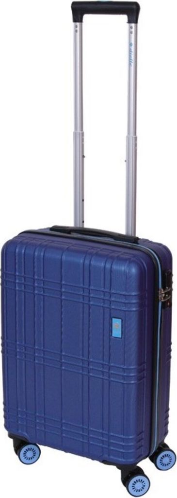 Blauer Kabinenkoffer 55x37 cm mit TSA-Zahlenschloss und vier Doppel-Lenkrollen