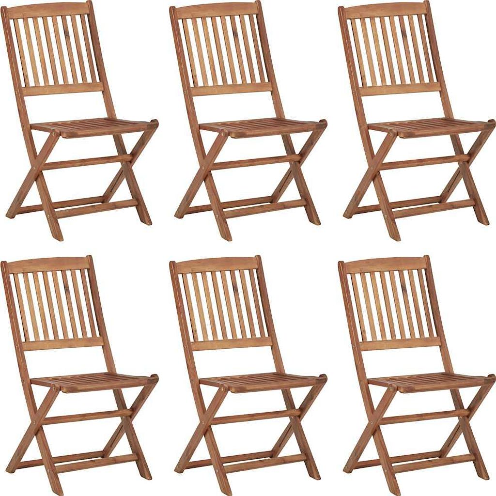 vidaXL Klappbare Gartenstühle 6 Stk. mit Kissen Massivholz Akazie