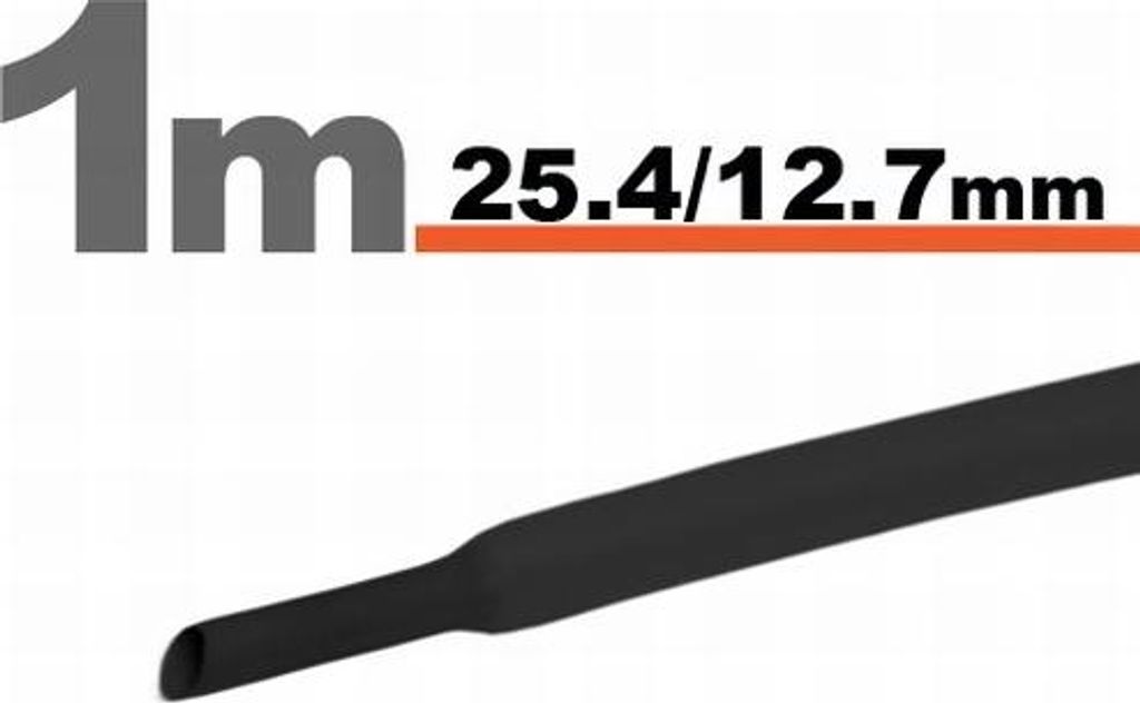 5 x 1 Meter Schrumpfschlauch Schwarz 25,4/12,7 mm – 5 Stück à 1 Meter – Schrumpfschlauch zur Isolierung und zum Schutz – Geeignet für Kabe...