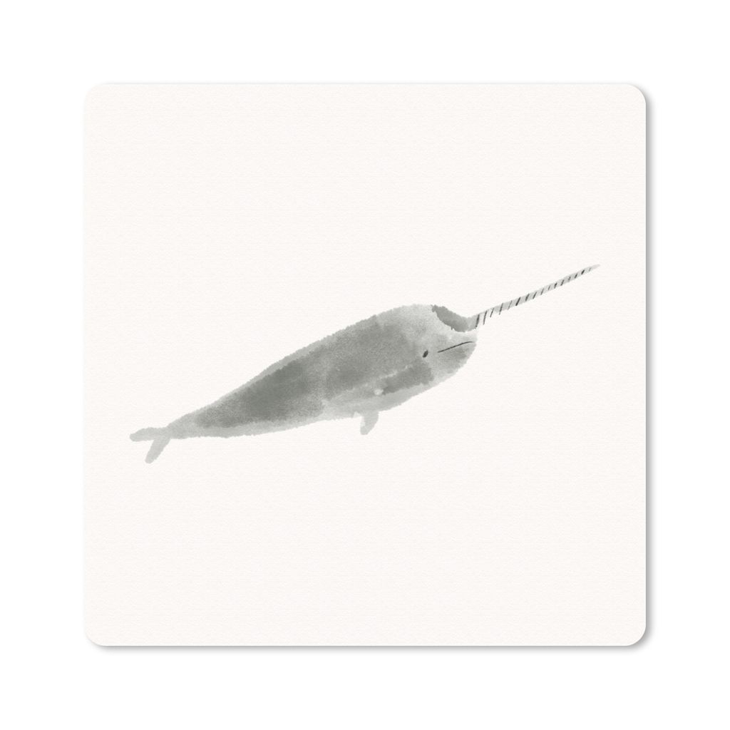 MuchoWow Mauspad Mousepad Narwal - Tiere - Meer - Aquarell 30x30 cm - Mousepads - Maus Mat - Pad - Mausunterlage - Gaming