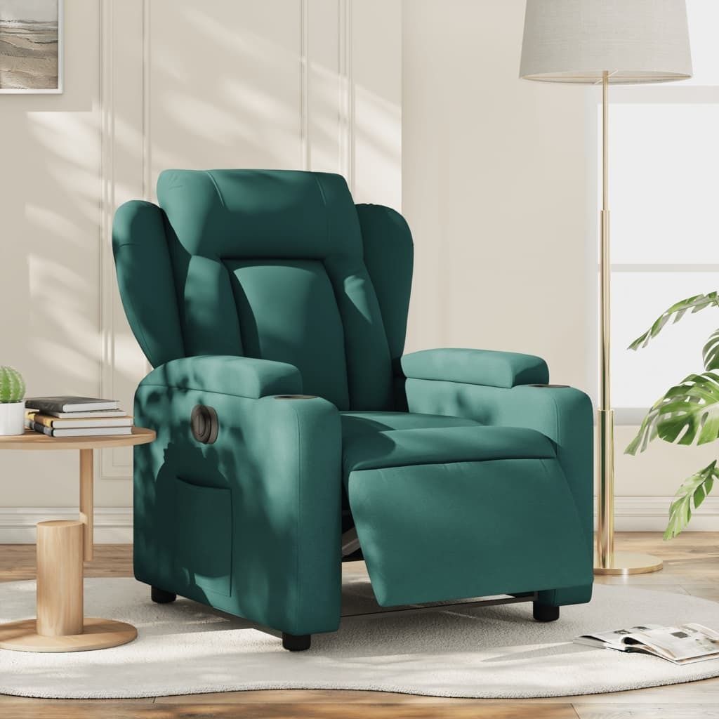 Relaxsessel Elektrisch Dunkelgrün Stoff , Klassische Sessel 2024 Neu