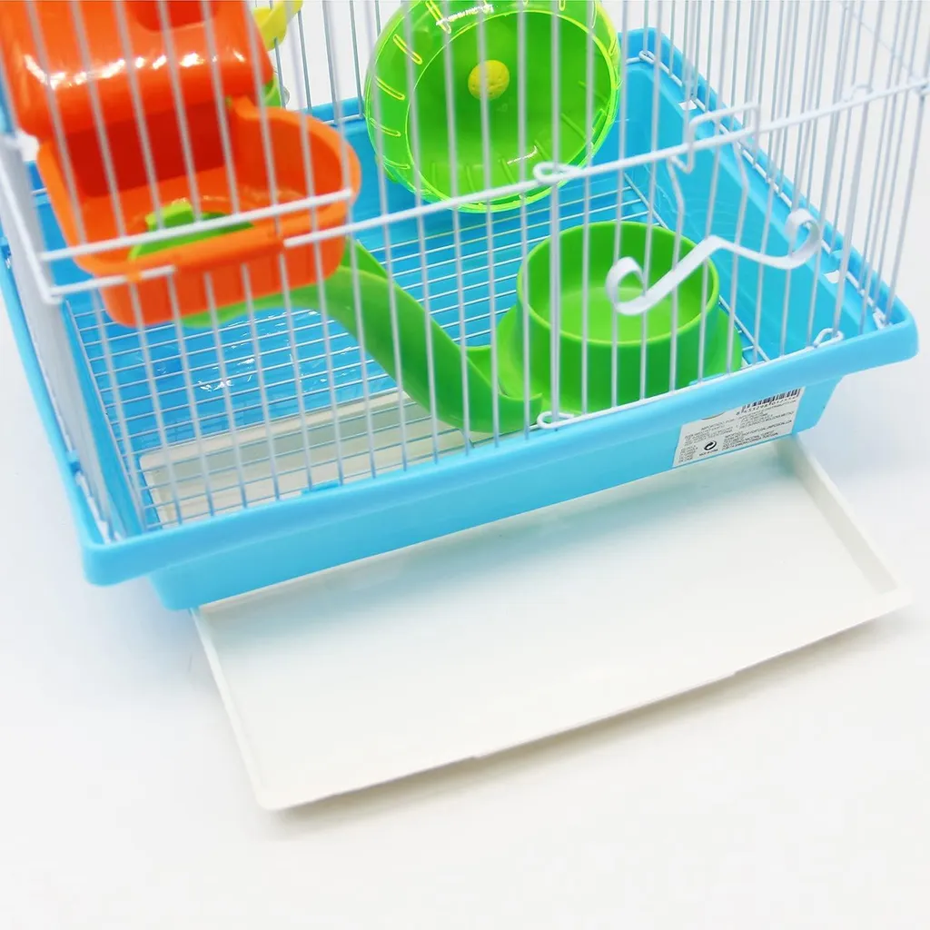 Cage hamster avec roue d'exercice et maisonnette intégrée - 30x23x31 cm