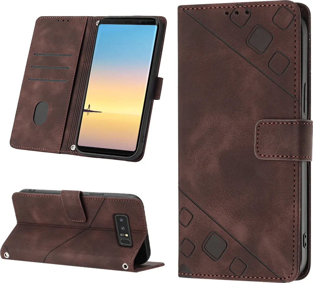 Custodia Slim Portafoglio per Note 8 - Pelle Marrone con Stand