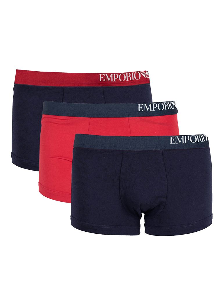 Emporio Armani Herren-Boxershorts, 3er-Pack, schwarz, rot, Größe L