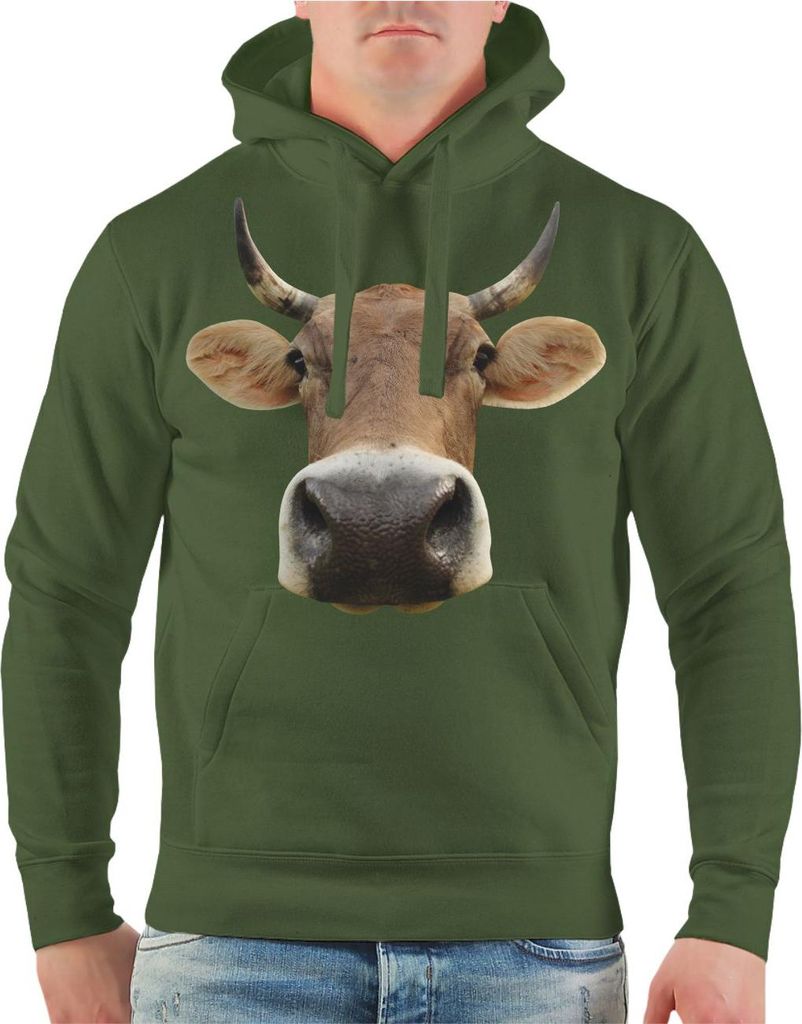 Herren Kapuzenpullover Lustiges Kuh Motiv