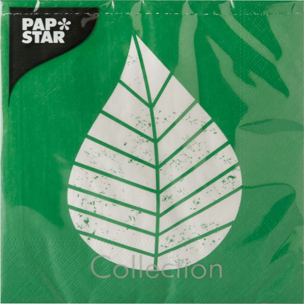 Servietten, 3-lagig 1/4-Falz 33 cm x 33 cm grün "Graphic Leaves"