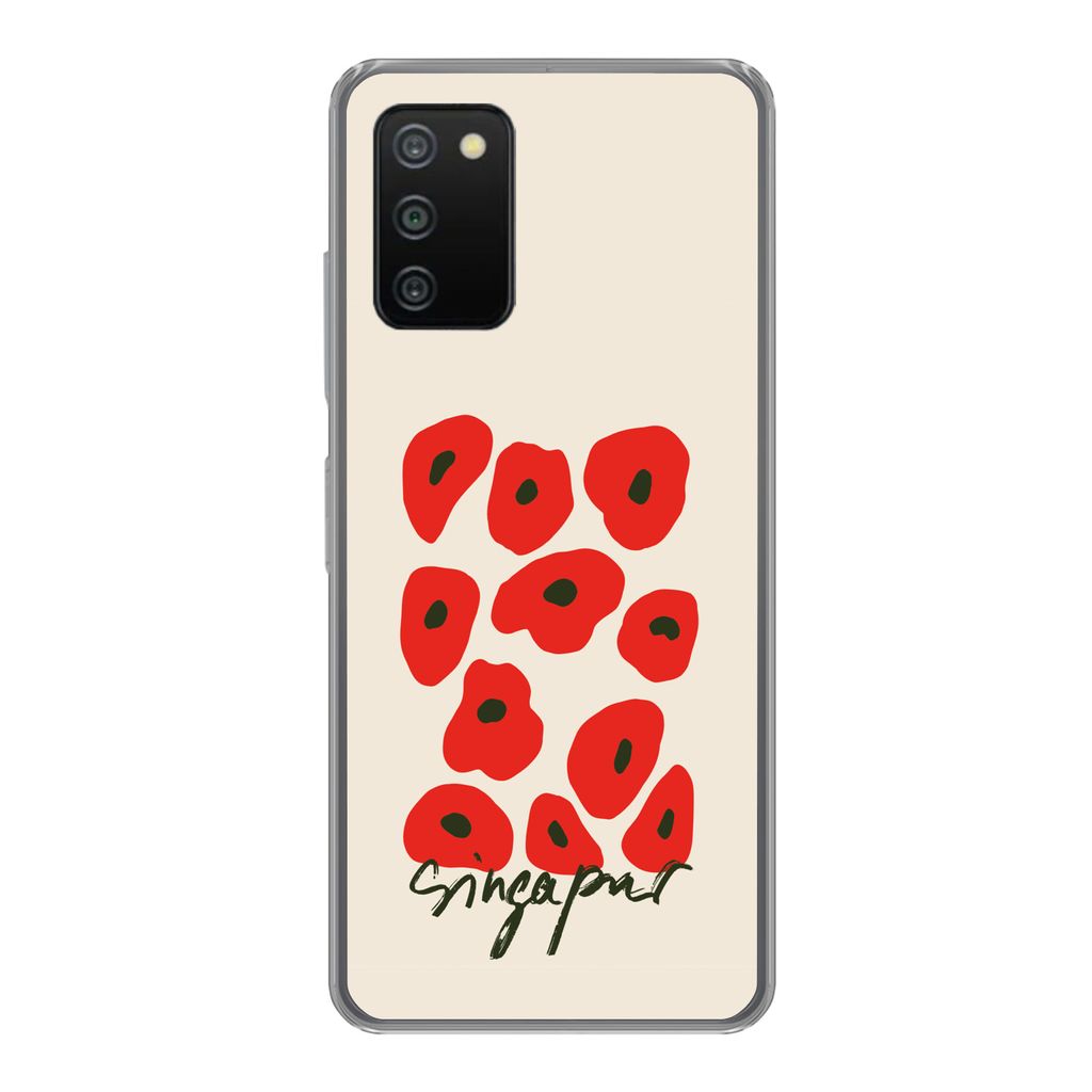 MuchoWow Handyhülle Schutzhülle Hülle für Samsung Galaxy A03s Blumen - Mohn - Muster Silikon Softcase Handy Hülle - Schutz