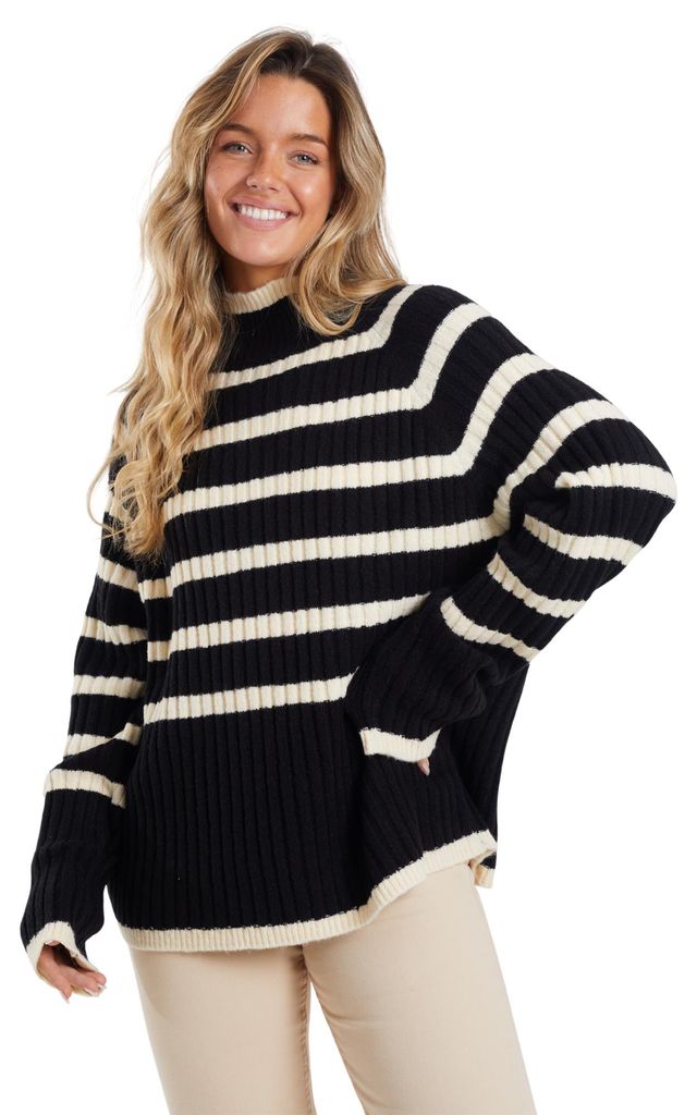 Brave Soul - Pullover für Damen, Moosgarn WH251 (M) (Schwarz/Cremefarbe)