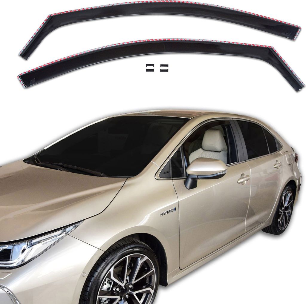 J&J AUTOMOTIVE | GP Windabweiser Für Corolla 12 4D/5D ab 2018 2-tlg, GP Regenabweiser, Schwarz, Getönt, Aerodynamisch, Einfache Montage, Befeisti...