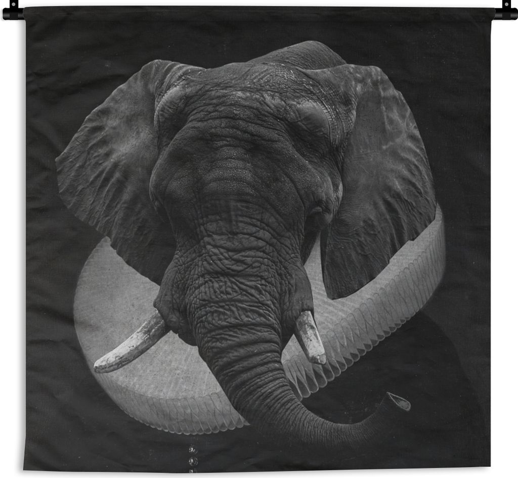 MuchoWow® Wandteppich Wandbehang Gemälde - Elefant - Produktbild 