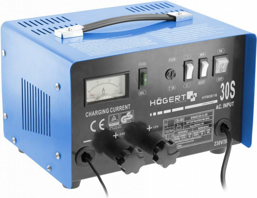 Hogert Technik Autobatterie Ladegerät Batterieladegerät 12 24V 14 26A Max für KFZ LKW Motorrad HT8G616