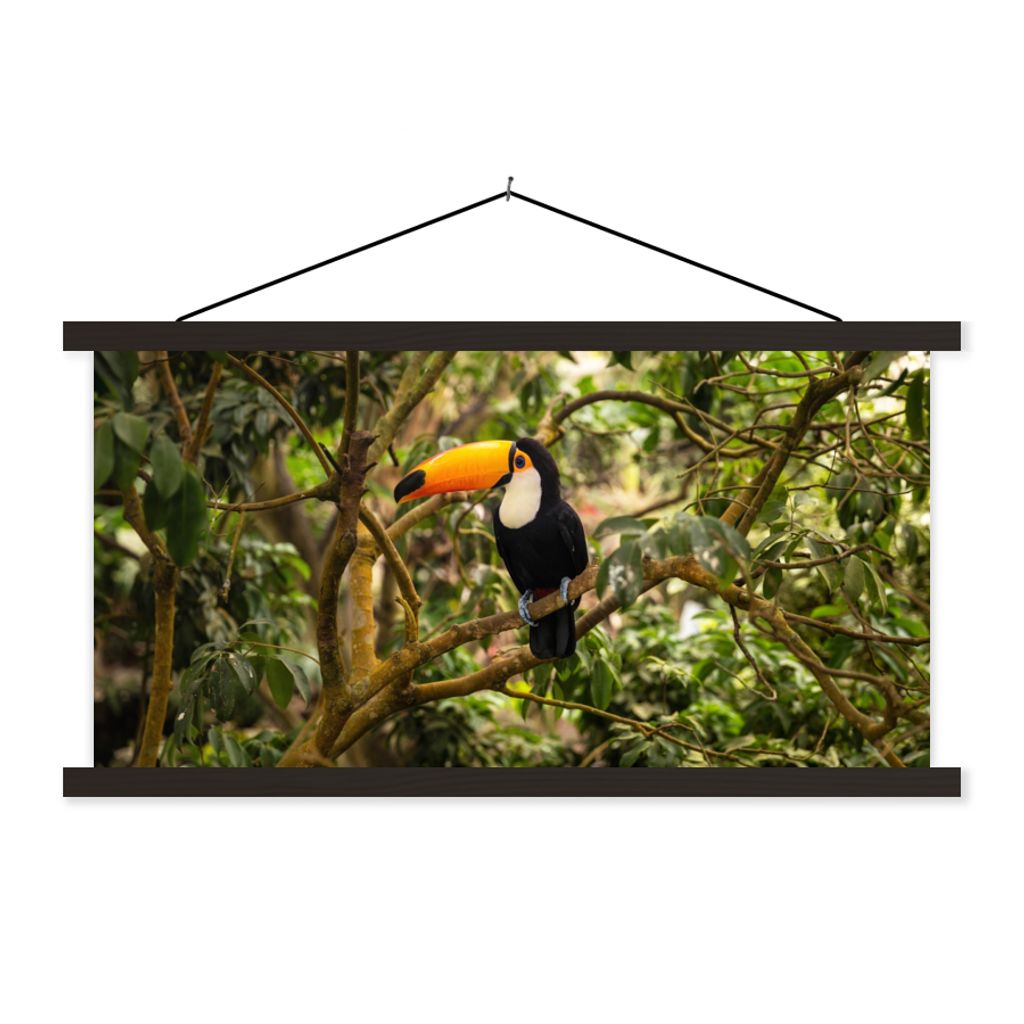 MuchoWow Textilposter Vogel - Tukan - Dschungel - Natur - Tropisch 60x30 cm mit schwarzem Rahmen - Textilien