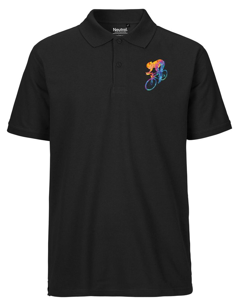 Huuraa Herren Polo Shirt Radsport bunte Silhouette S Black Bio Baumwolle Fairtrade Poloshirt Geschenkidee