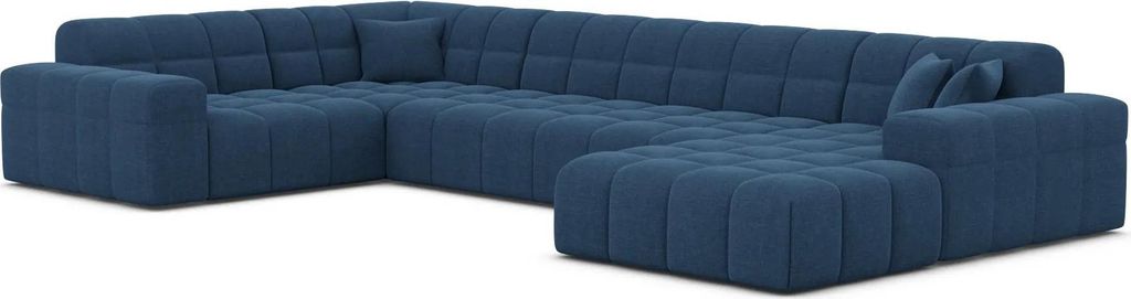 Strukturstoff U-Form XL Wohnlandschaft Nivara Dunkelblau Rechts