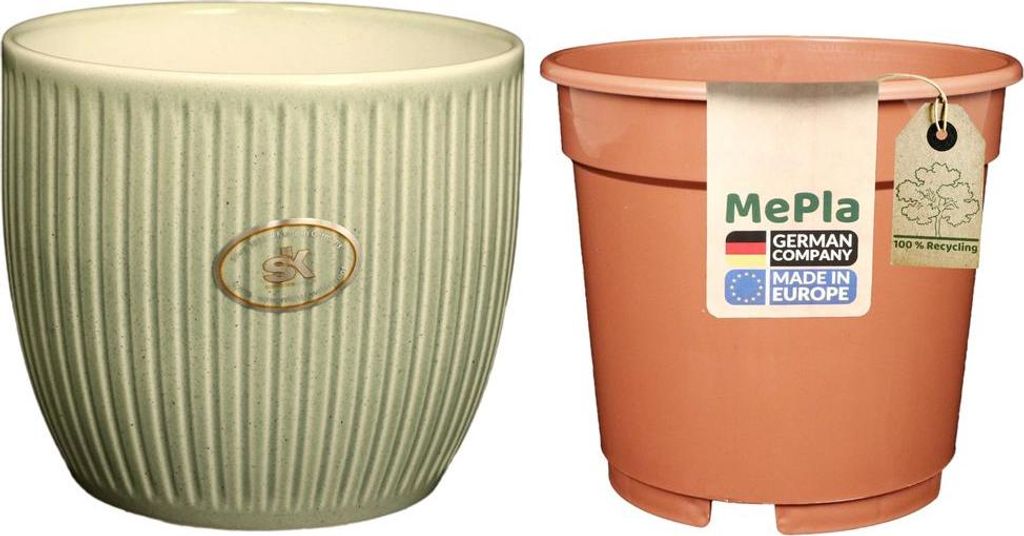MePla - Set - Übertopf Belice ø16 + Kulturtopf ø15 - Aquamarin
