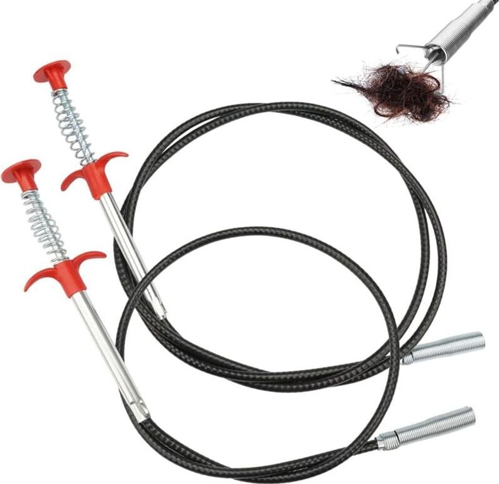 Set mit 2 Abflussreinigungszangen für Spülbecken und Rohre, flexible Klauenzange, flexibler Greifer für Küche, Bad, Badewanne, Toilette (90 cm/...