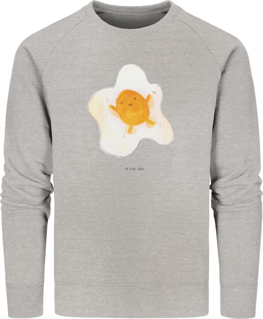 Mr. & Mrs. Panda Sustainable Pullover Spiegelei Ei Größe M - Heather Grey - Geschenk, Liebe, Sweater, Schön, Baumwoll, Pulli, Bio, Sweatshirt, T...