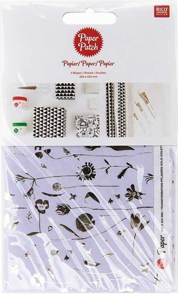 Patch Papier Pflanze - Gold & Lila - 30 x 42 cm