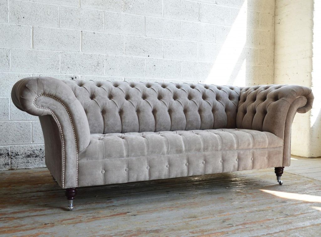 Chesterfield Design Luxus Polster Sofa Couch Sitz Garnitur Leder Textil Neu #155