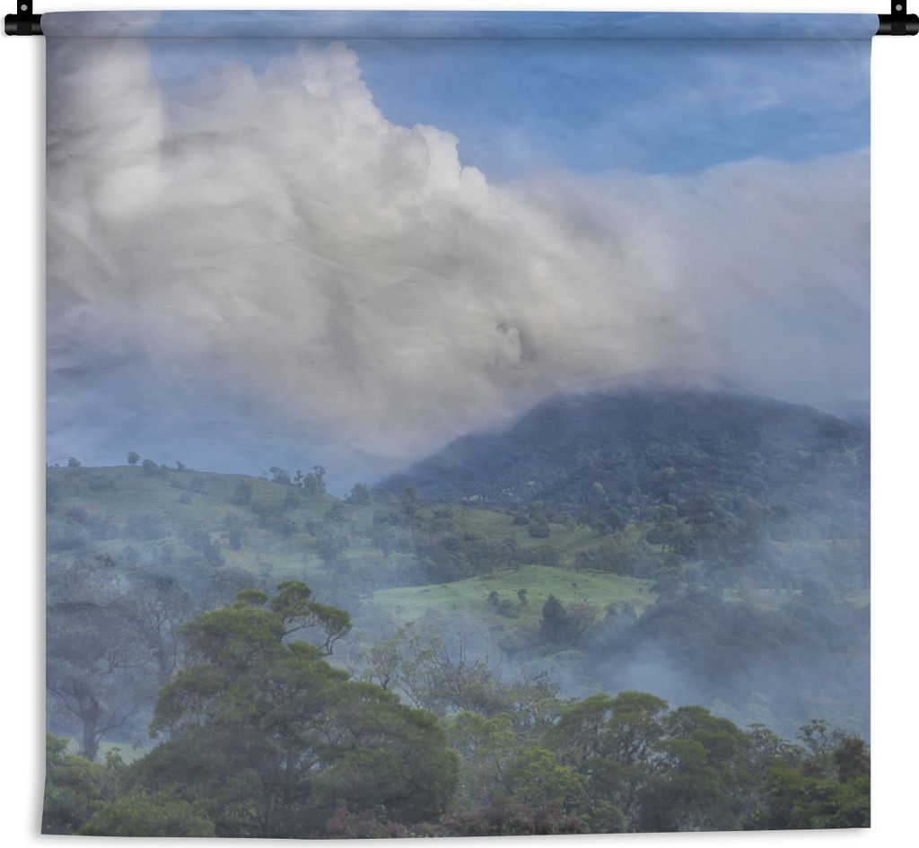 MuchoWow Wandteppich Wandbehang Der rauchende Vulkan Turrialba in Costa Rico 90x90 cm Tapisserie Dekoration Wandtuch - Wandaufhänger