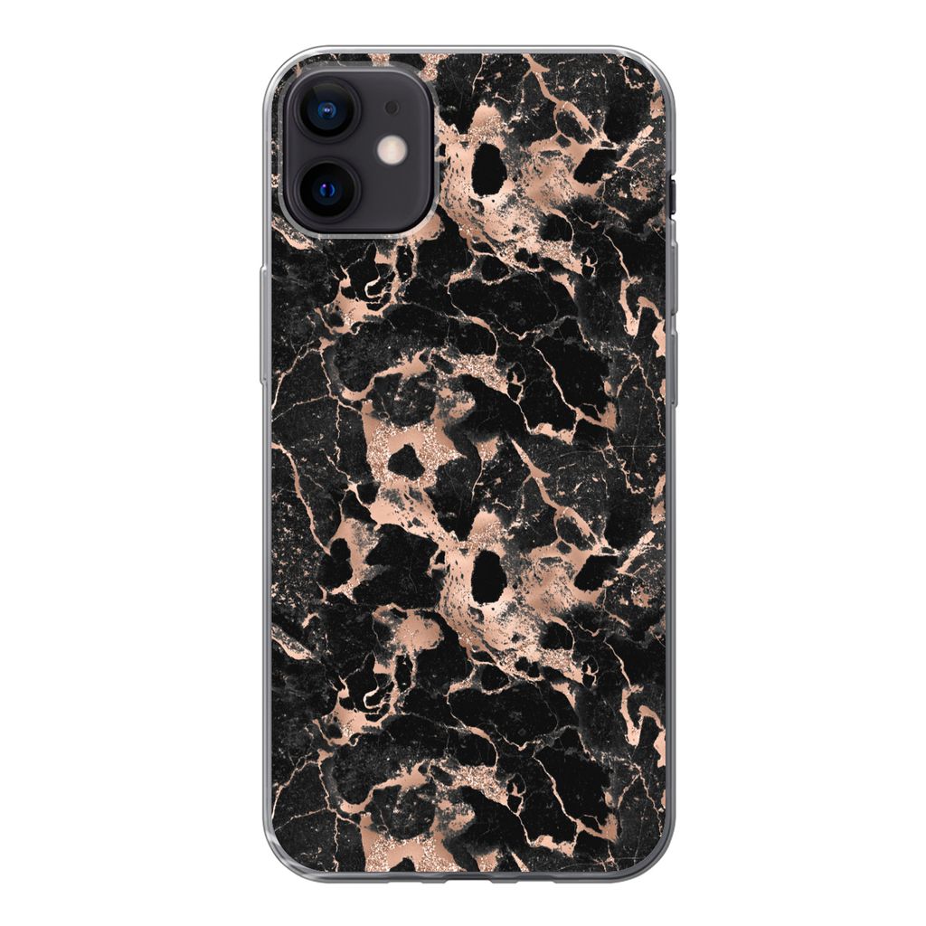 MuchoWow Handyhülle Schutzhülle Hülle für iPhone 12 mini Marmor - Rose - Muster - Chic Silikon Softcase Handy Hülle - Bild