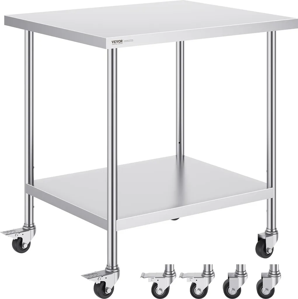Tavolo Inox Conveniente per Cucina Commerciale - Robusto e Mobile