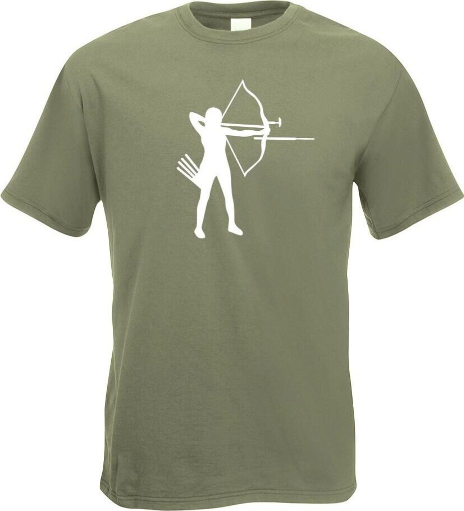 Kiwistar - T-Shirt - Olive - Bogenschießen Bogensport Motiv Bedruckt Funshirt Design Print - mit Motiv Bedruckt - Funshirt Design - Sport - Freize...