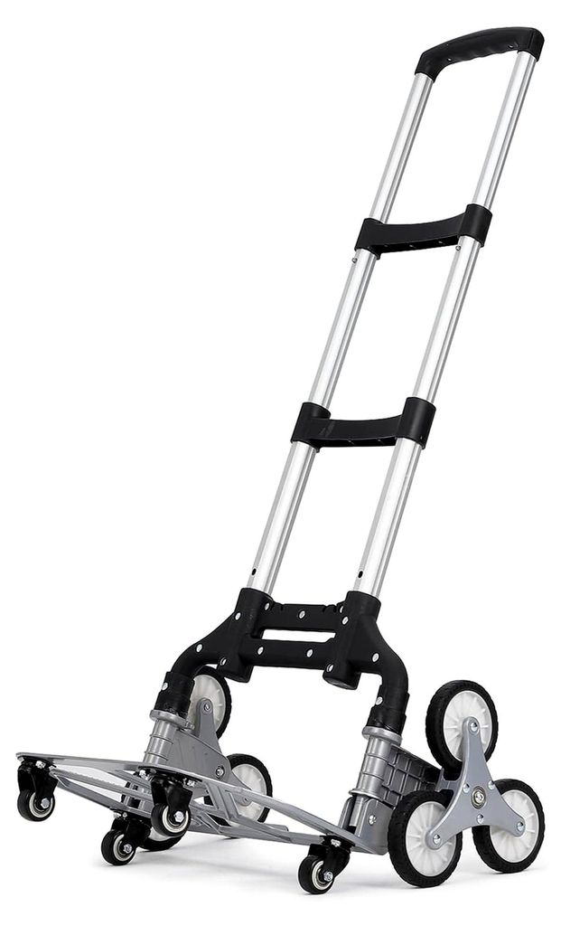 Plattformwagen, Tragkraft bis 82 kg, Robuster Transportwagen mit 10 Rädern und verstellbarem Griff, 4 Universalräder und 1 Elastikseil für Lager...