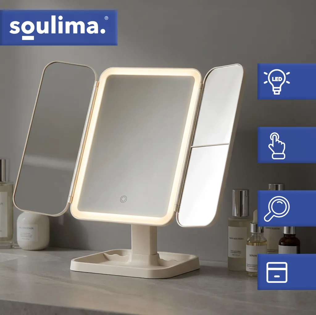 Specchio Trucco LED Soulima USB-C - Specchio Cosmetico Ingranditore