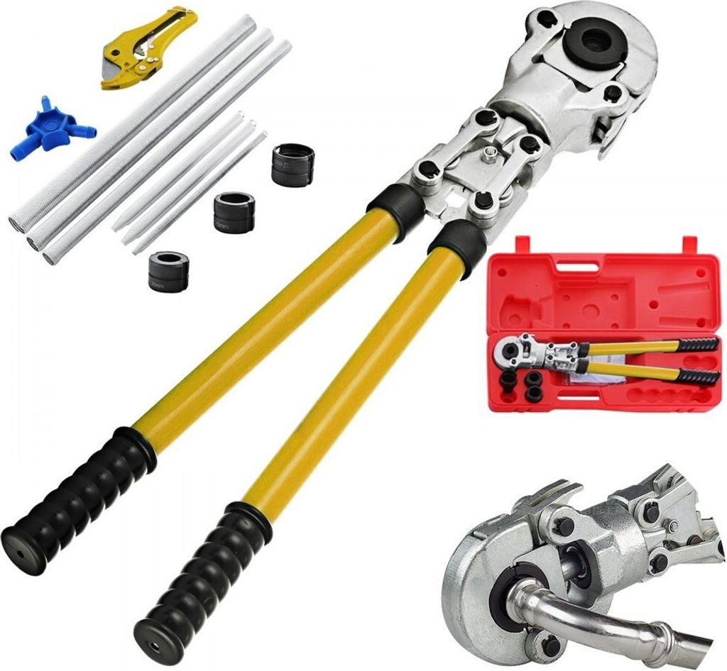Presszange TH 16, TH 20, TH 26, TH 32 - Crimpzange für Rohre Ø 16-32 mm - Gelbe Rohrpresszange mit ergonomischem, rutschfestem Griff - Ausziehbar...