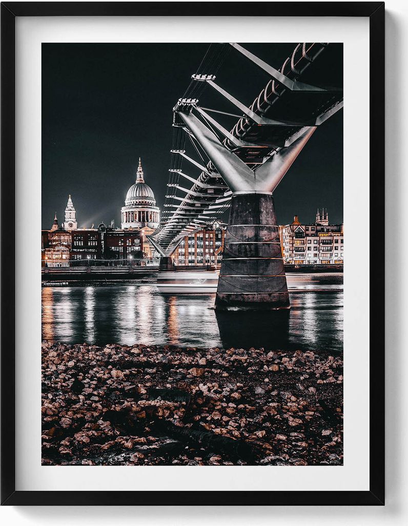 St. Pauls Kathedrale in London– Wandbild mit Rahmen – Gerahmtes Bild – Wanddekoration – 60x80 cm – Schwarz Rahmen