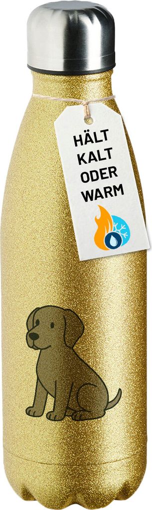 Huuraa Trinkflasche Weimaraner Comic Weimi 500ml Gold Edelstahl Wasserflasche Trinkflasche Geschenkidee