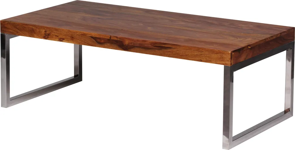 Table de Salon Rectangulaire en Bois Massif Sheesham 120 cm Wohnling