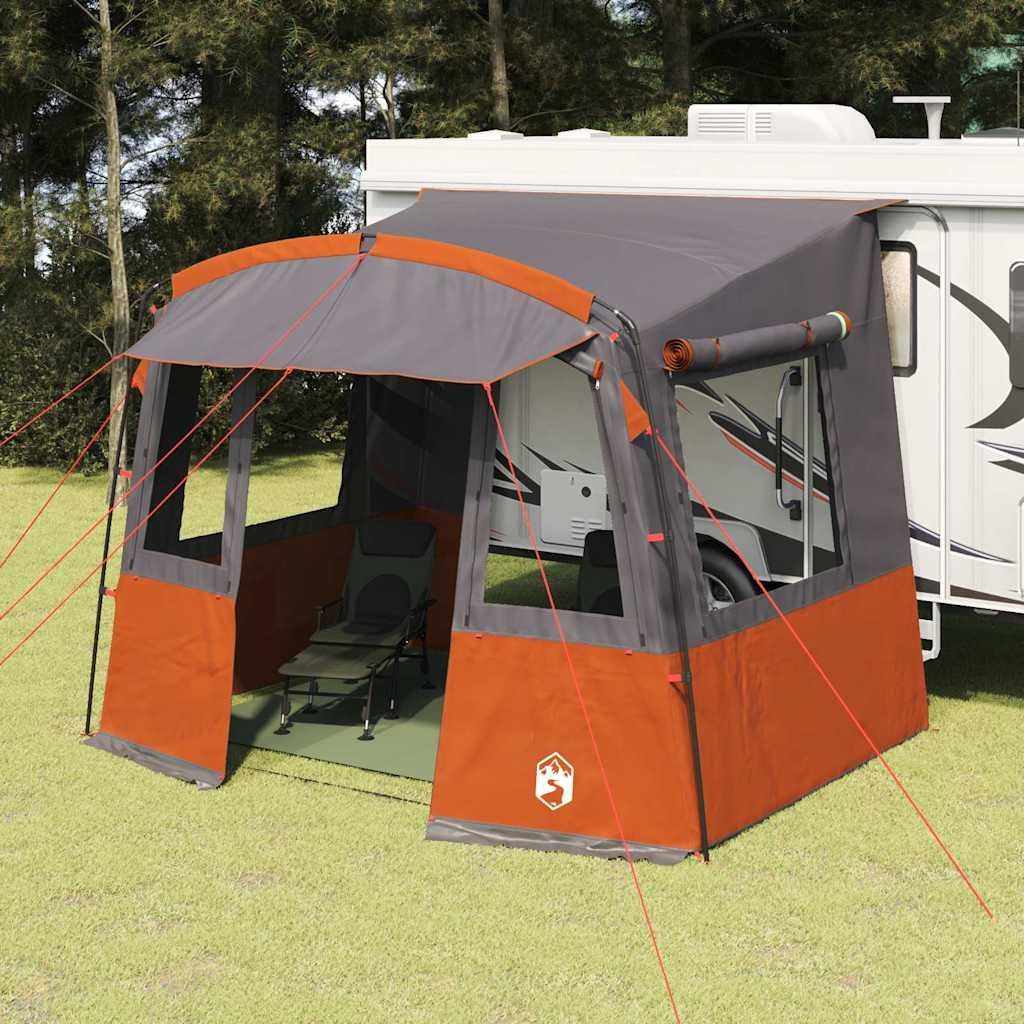 "Schlussverkauf" Heckzelt 1 PC - Campingzelte UV-beständige -e für Wohnwagen Grau und Orange 352x250x240 cm C15379