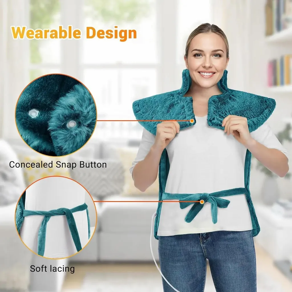 Coussin chauffant nuque et épaules électrique - Chauffage rapide gris