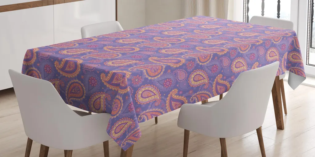 ABAKUHAUS Tovaglia Ovale/Rettangolare Mandala Viola – 140x200 Cm, Idrorepellente - 3
