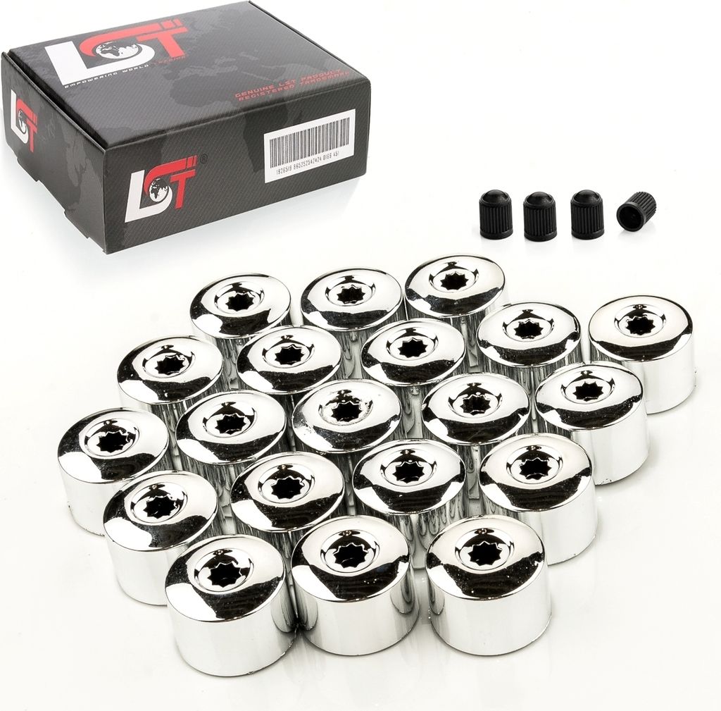 20x Radschrauben Kappen Abdeckkappen Set 17 mm chromfarben für VW SEAT SKODA