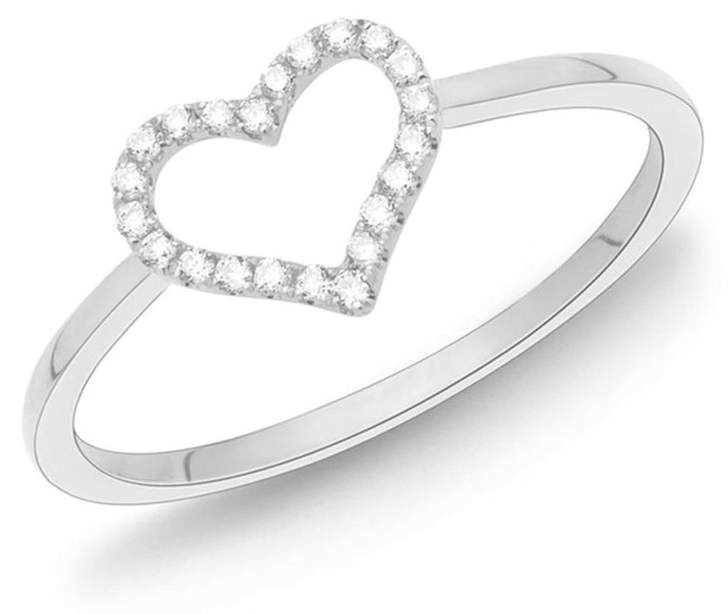 750er Weißgold-Ring Herz mit 22 Diamanten 0,11 ct.