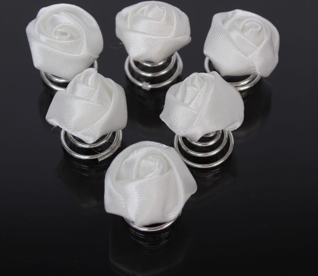 6 Curlies Braut Kommunion Hochzeit Haarschmuck Rose Weiß