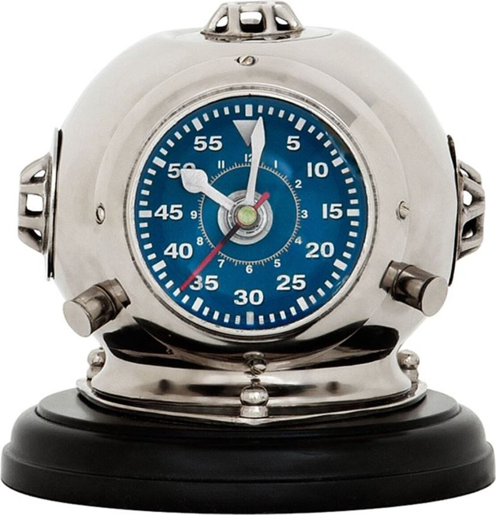Casa Padrino Designer Uhr Taucherhelm auf Sockel 18 x H. 19 cm - Luxus Tischuhr
